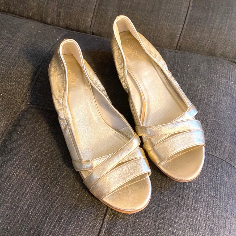 Cole Haan Nike Gold Leather Shoes Peep toe 9.5